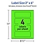 Avery Laser/Inkjet Multipurpose Rectangle Labels, 2" x 6", Neon Green, 160/Pack (94242)~#|#~5B74DD04-0DCF-43F5-B912E14E8118D664_sc7