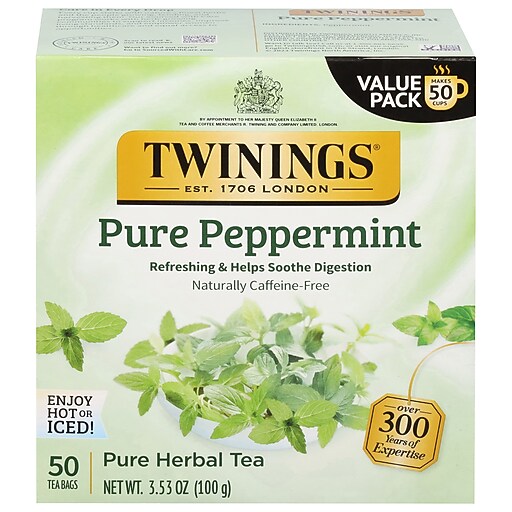 Twinings Decaf Pure Peppermint Herbal Tea Bags, 50/Box (F14988