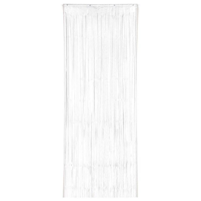 Party City Foil Fringe Curtain, White (AM242000-08-NS) image 1