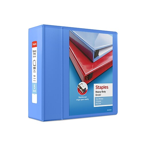 Staples Heavy Duty 2" 3-Ring View Binder Periwinkle (24689) 56291-CC