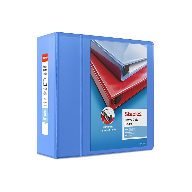 Staples Heavy Duty 5" 3-Ring View Binder, D-Ring, Periwinkle (ST56294-CC) image 1