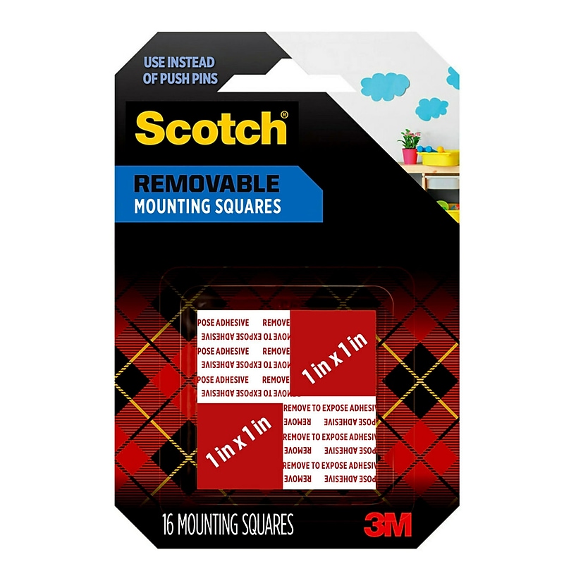 Scotch Removable Mounting Squares, White, 16/Pack (108) image 1