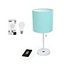 Creekwood Home Oslo 19.5" LED Table Lamp with USB Port, White Base/Aqua Shade (CWT-2011-AW-LB)~#|#~5B88E5A6-9815-4977-9263F39943F2DF92_sc7