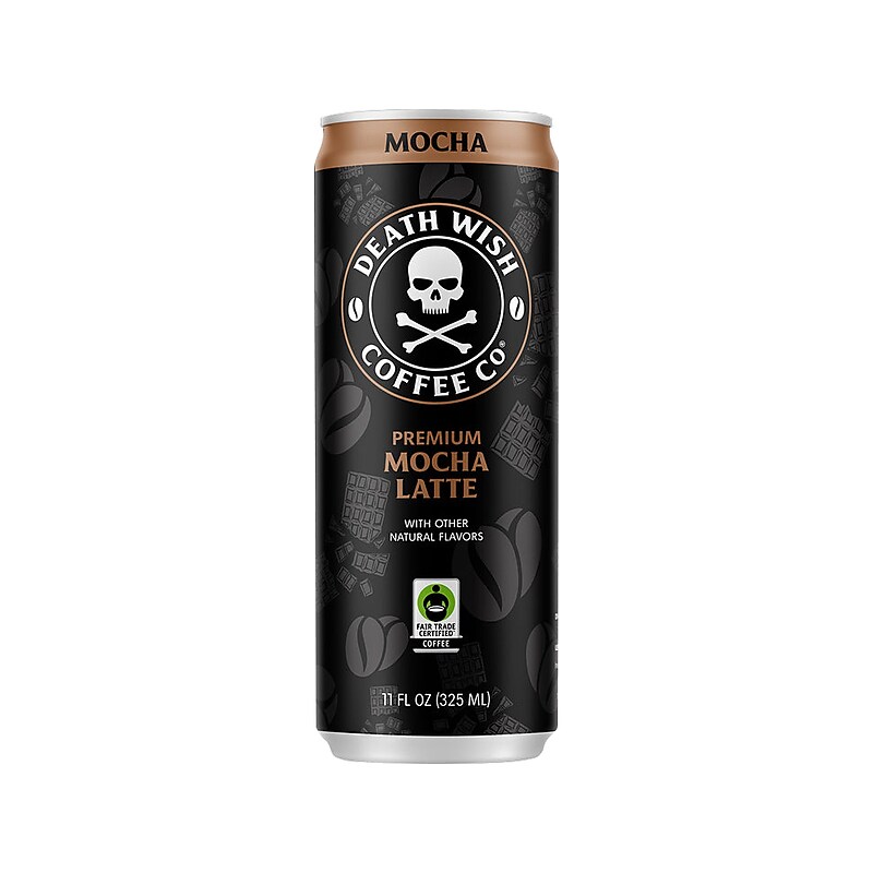 Death Wish Coffee Co. Mocha Latte Cold Brew Coffee Can, Medium Roast, 11 fl. oz., 12/Carton (LRMCLA12) image 1