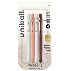 uni-ball ZENTO Retractable Gel Pen, Medium Point, 0.7mm, Black Ink
