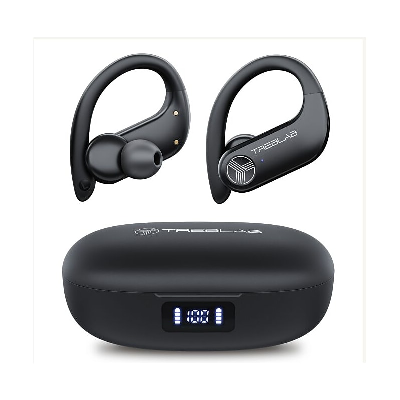 Treblab X3-Pro Bluetooth Wireless Earbuds with Earhooks, Charging Case (X3-PRO-W) image 1