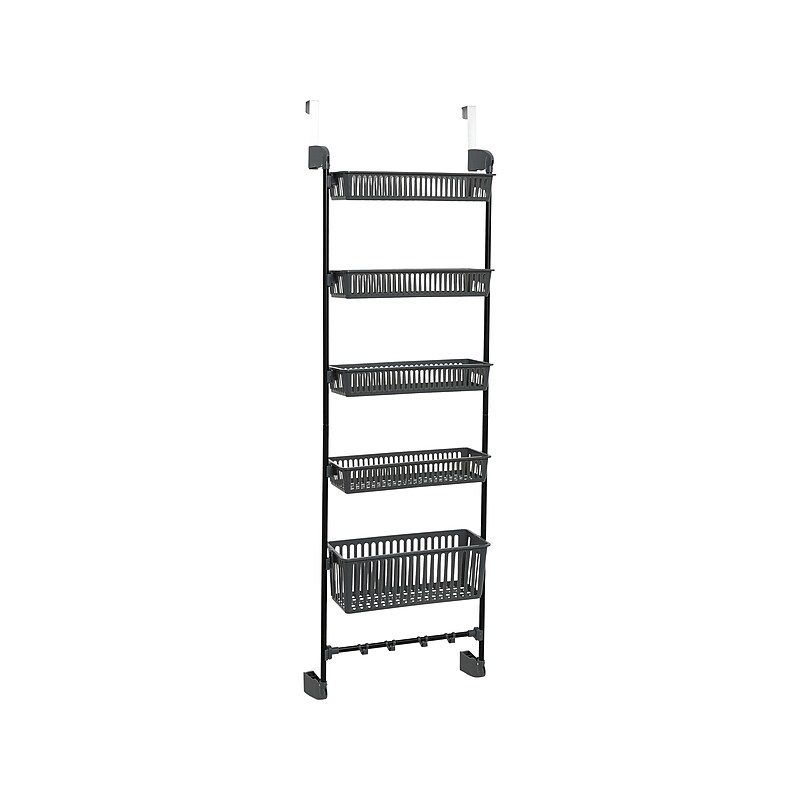 Household Essentials 5-Shelf Plastic Over-the-Door Storage Rack, 20", Gray/Black (2192-1) image 1
