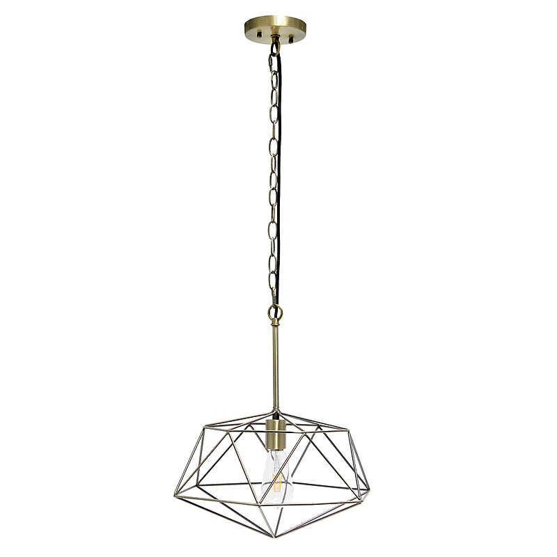 Lalia Home 1 Light 16" Metal Wire Paragon Hanging Ceiling LED Pendant Fixture, Antique Brass (LHP-3003-AB) image 1