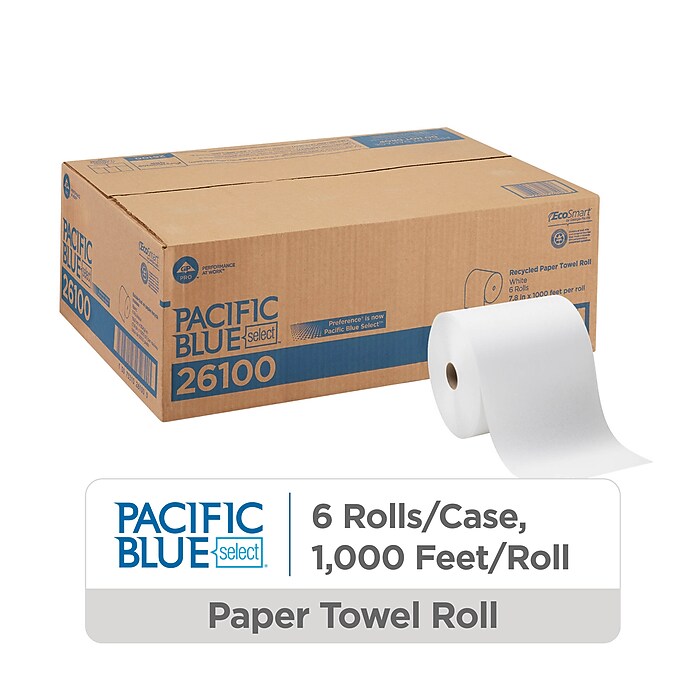 Pacific Blue Select Recycled Hardwound Paper Towels, 1-ply, 1000