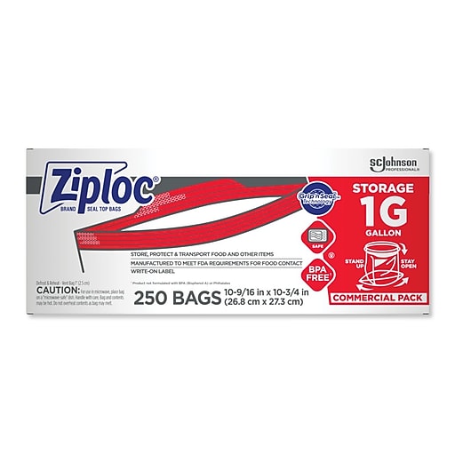 Ziploc 1-Gallon Storage Bag, 250 per Pack - 1 per Case