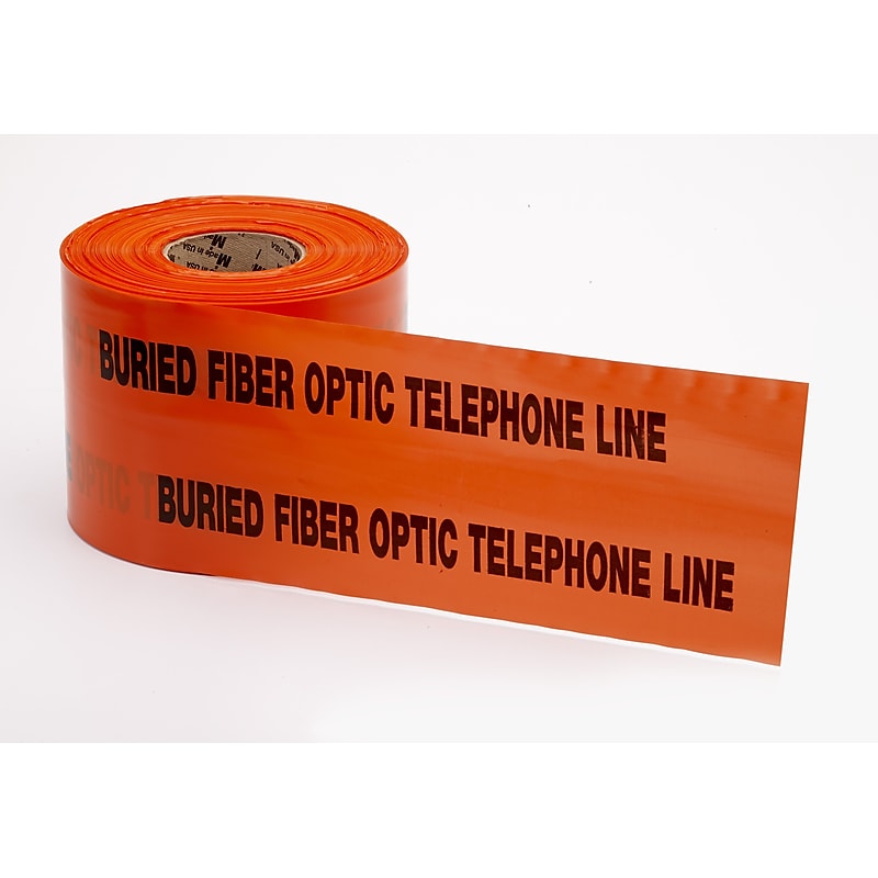 Mutual Industries "Telephone/Fiber Optic Line" Underground Marking Tape, 6" x 333.33 yds., Orange (17783-45-6000) image 1