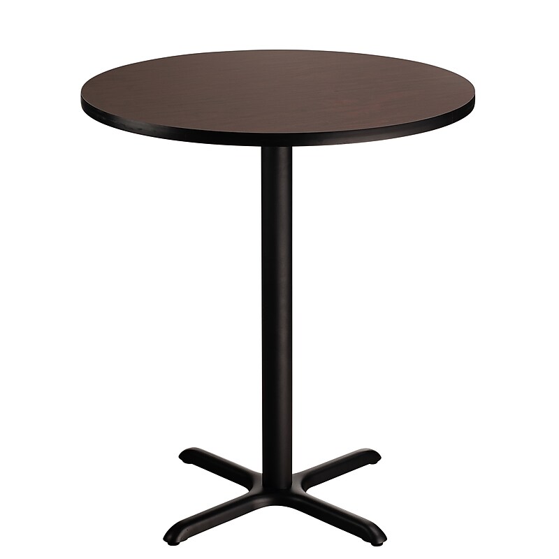 NPS CT Series 36" Round 42" Height Cafe Table, X Base, Black Frame/Mahogany Top (CT13636XBPBTMMY) image 1