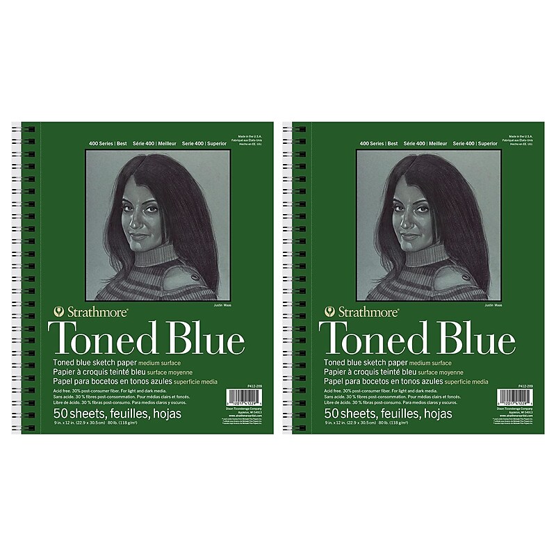 Strathmore 400 Series 9" x 12" Wire Bound Sketch Pad, 50 Sheets/Pad, 2/Bundle (STTP4122096-2) image 1