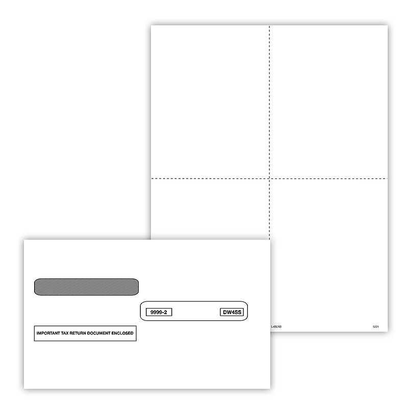 ComplyRight 2024 W-2 Tax Form Envelopes/Recipient Copy Only (No Backer), 1-Part, 4-Up, 50/Pack (5221E) image 1