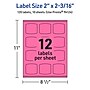 Avery Laser/Inkjet Arched Square Multipurpose Labels, 2" x 2-3/16", Bright Pink, 120/Pack (94124)~#|#~5BD09316-AE4E-4F19-AC135A4C99BA87D9_sc7