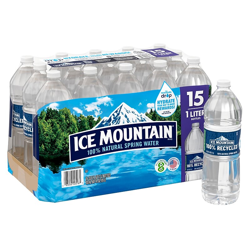 Ice Mountain 100% Natural Spring Water, 33.8 oz., 15 Bottles/Carton (11475325) image 1
