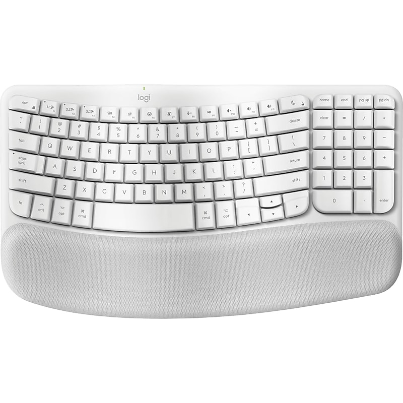 Logitech Wave Keys Wireless Ergonomic Keyboard, White (920-012402) image 1