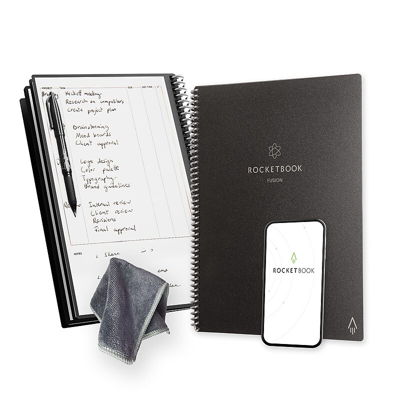 Rocketbook Fusion Reusable Notebook Planner Combo, 8.5" x 11", 42 Sheets, Black (EVRF-L-RC-A-FR) image 1