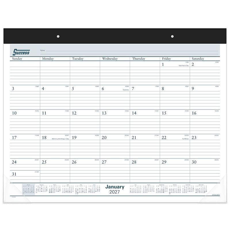 2027 AT-A-GLANCE Success 21.75" x 17" Monthly Desk Pad Calendar, White/Blue (ST24-00-27) image 1