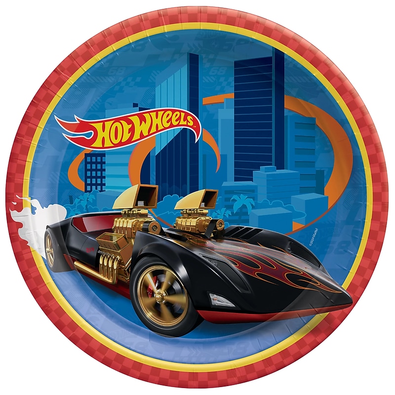 Party City Hot Wheels 7" Paper Plates, Multicolored, 8 Plates/Pack (AM544172) image 1