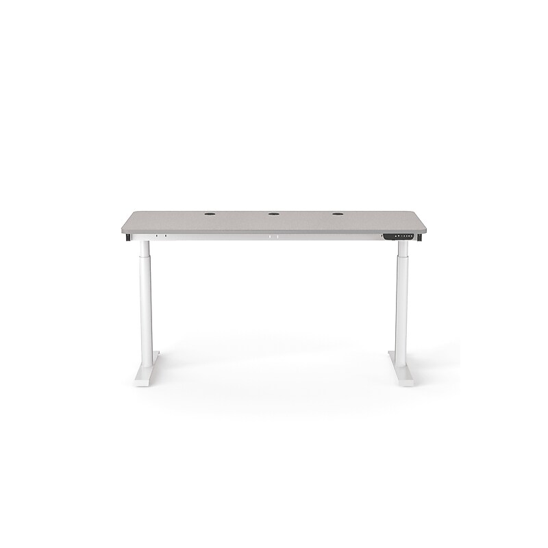 VersaDesk PowerLift 60"W Electric Rectangular Adjustable Standing Desk, Grey/White (PLSDR6024-WG-APP) image 1