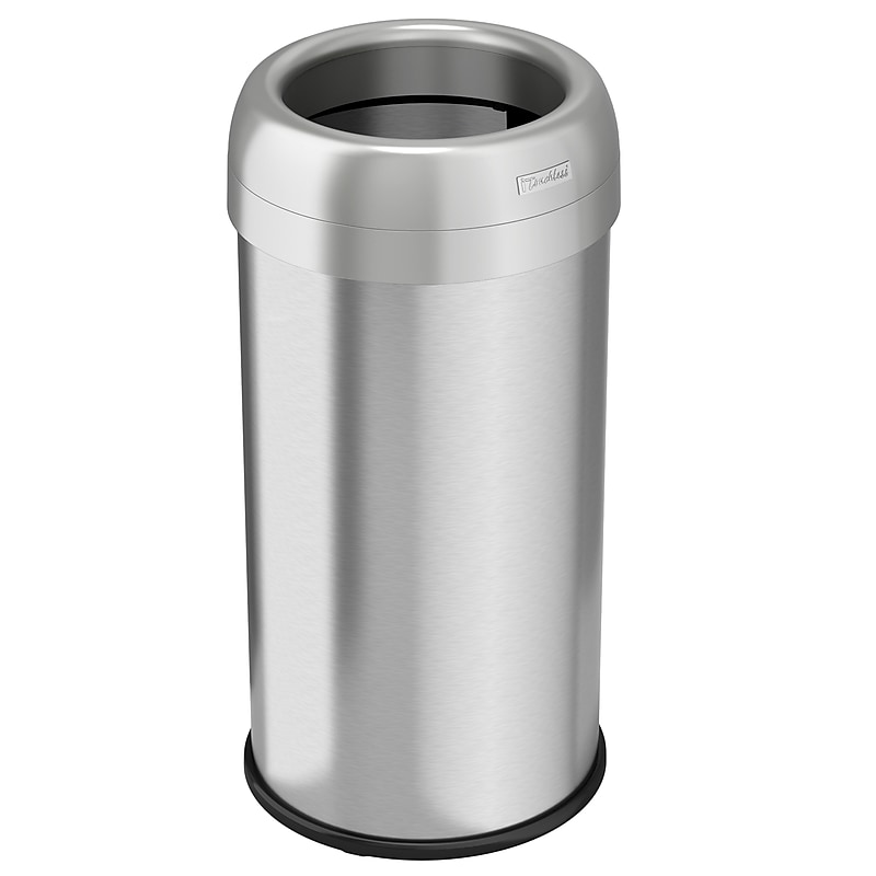 iTouchless Stainless Steel Open Top Trash Can, Silver, 16 gal. (OL16STR) image 1