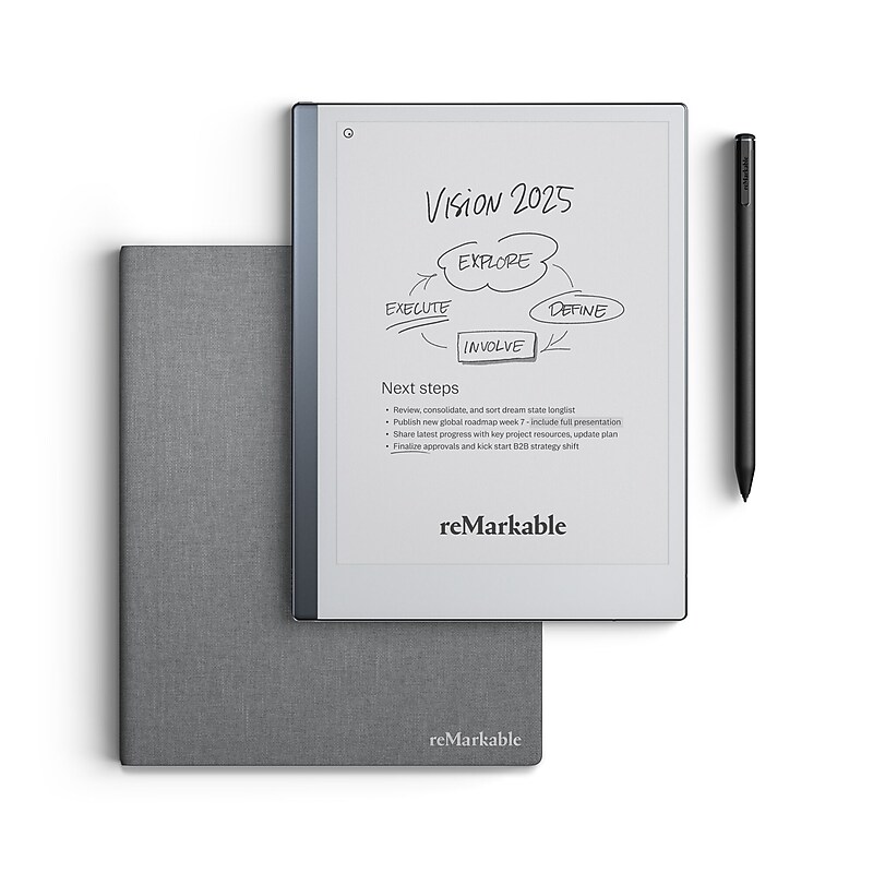 reMarkable 2 10.3" Paper Tablet with Marker Plus and Polymer Weave Book Folio, Gray (RM114) image 1