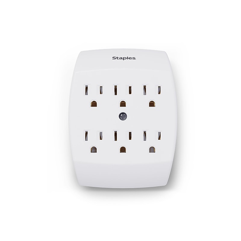Staples 6 Outlet Adapter, White (22145) image 1