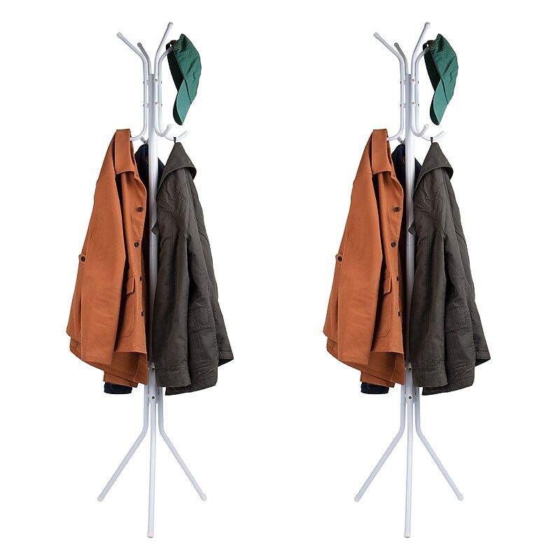 Mind Reader Coat Rack, White, Metal, 2/Set (2CRACK11-WHT) image 1