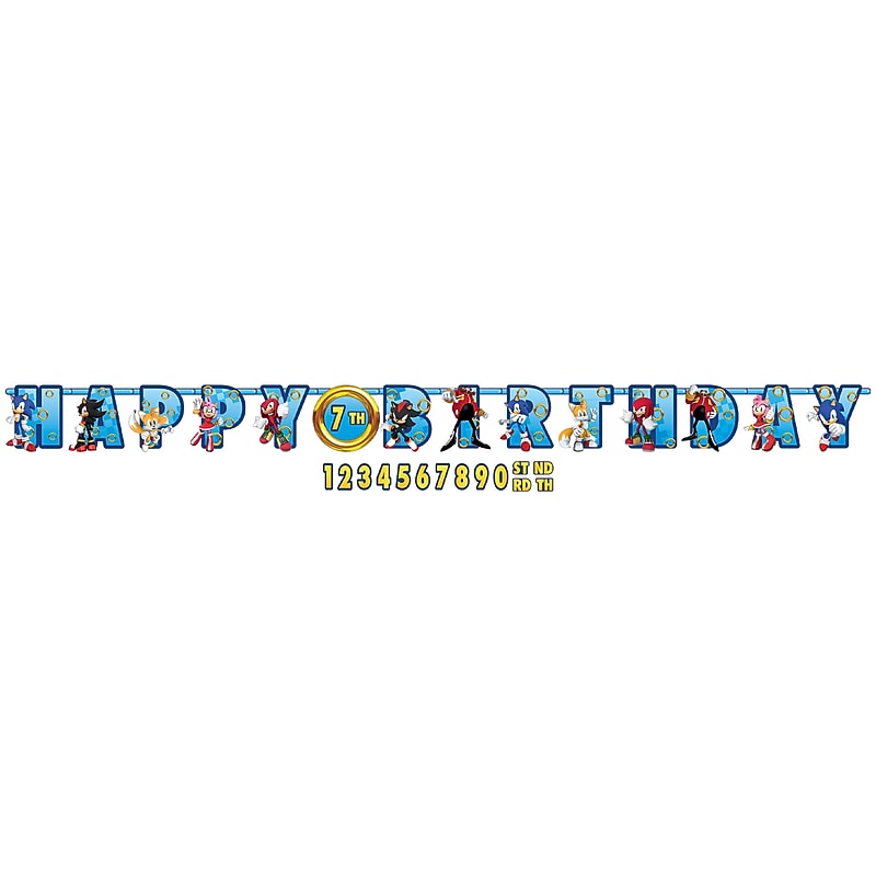 Party City Sonic the Hedgehog Add-An-Age Birthday Banner (AM672837-NS) image 1