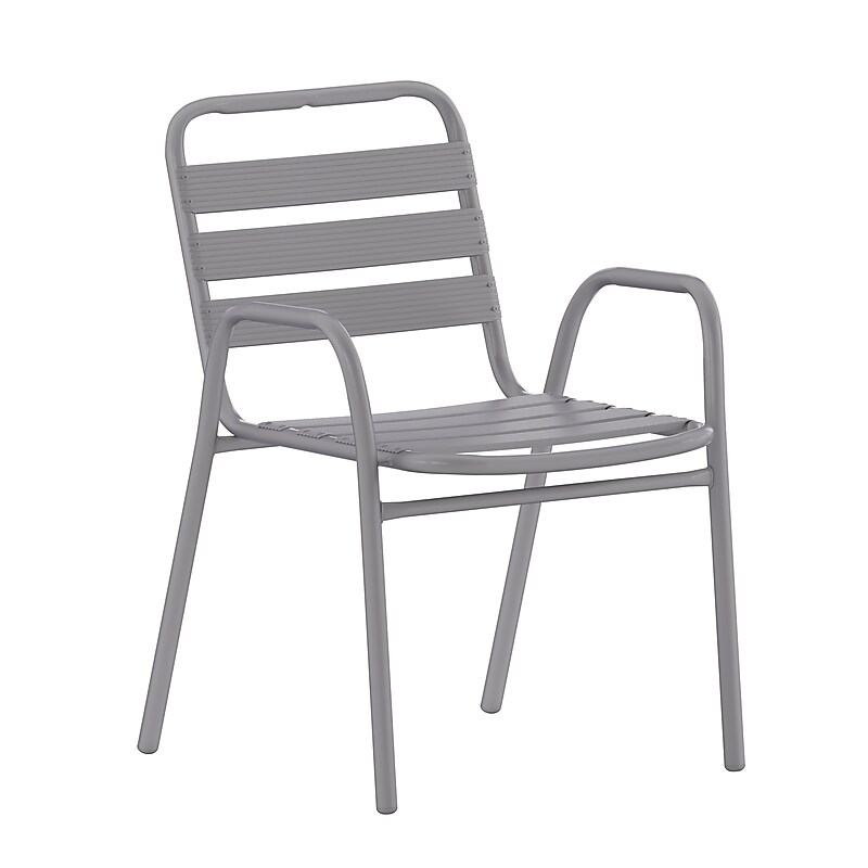 Flash Furniture Lila Indoor-Outdoor Restaurant Stack Chair, Silver (TLH018C) image 1
