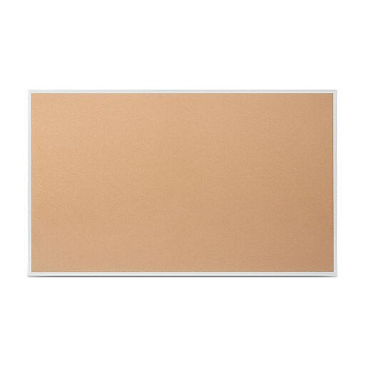 Staples Standard Durable Cork Bulletin Board, Aluminum Frame, 5'W x 3'H