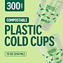 Perk™ Eco Compostable Plastic Cold Cup, 12 Oz., Clear/Green, 300/Carton (PK56195)~#|#~5C246213-5E8E-4B68-AB76A51245F90319_sc7