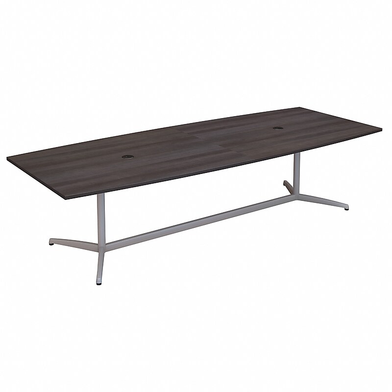Bush Business Furniture 120W x 48D Boat Shaped Conference Table with Metal Base, Storm Gray (99TBM120SGSVK) image 1