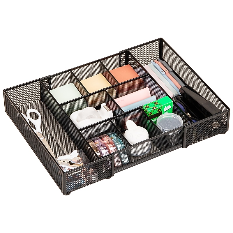 Mind Reader 10-Compartment Metal Desk Organizer, Black (DEERX-BLK) image 1