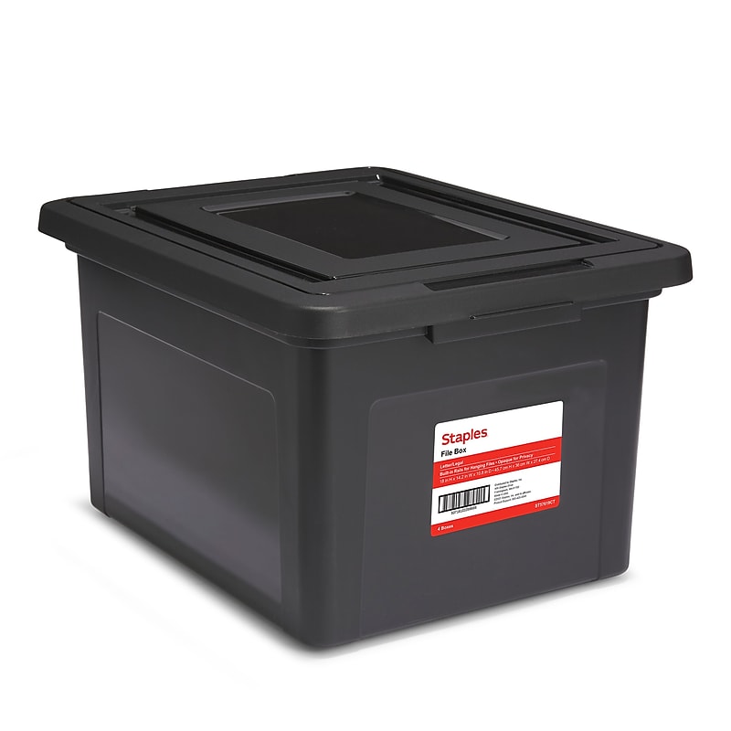 TRU RED™ Weather-Resistant File Box, Letter/Legal, Black, 4/Carton (TR57619CT) image 1