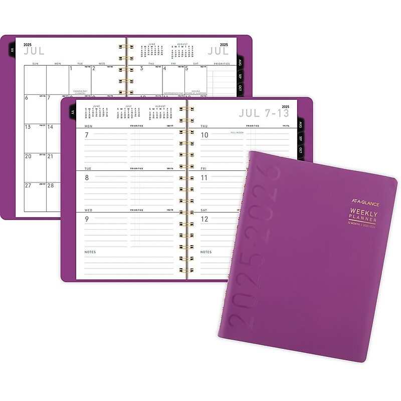 2025-2026 AT-A-GLANCE Contemporary 8.25" x 11" Academic Year Weekly & Monthly Planner, Faux Leather Cover, Purple image 1