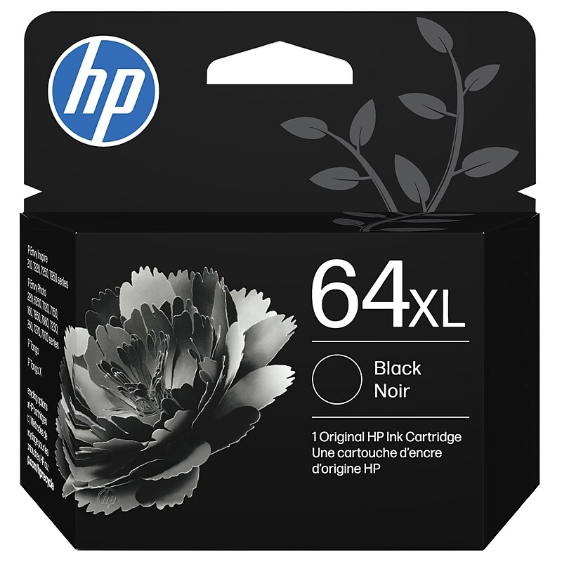 HP 64XL Black High Yield Ink Cartridge, Prints Up to 600 Pages (N9J92AN#140) image 1