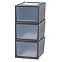 Iris Stackable Plastic Storage Bin With Drawer, Gray, 3/Pack (500112)~#|#~5C3DE3AB-39D7-48C7-B9FCBB646D8D32DD_sc7