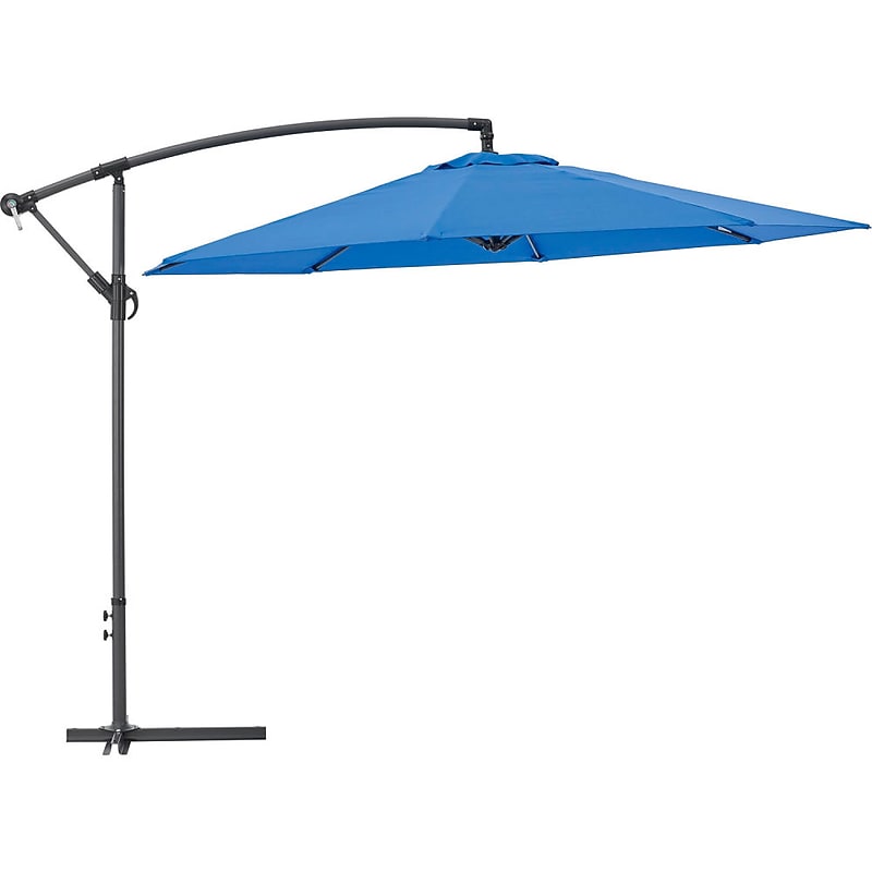 Global Industrial Cantilever Umbrella with Crank, Tilt & Cross Brace, Olefin Fabric, 10'W, Blue (436972BL) image 1