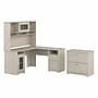 Bush Furniture Cabot 60"W L Shaped Computer Desk with Hutch and Lateral File Cabinet, Linen White Oak (CAB005LW)~#|#~5C40EE30-68D0-4E1E-86EF105A0AC66047_sc7