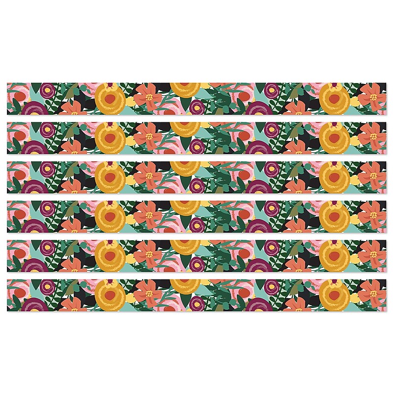 Carson Dellosa Education Grow Together Straight Borders, 3"x 3', Floral Garden, 6/Bundle (CD-108492-6) image 1