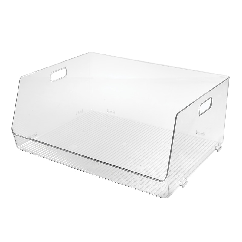 iDESIGN Large Stackable Plastic Storage Bin, Clear (40094) image 1