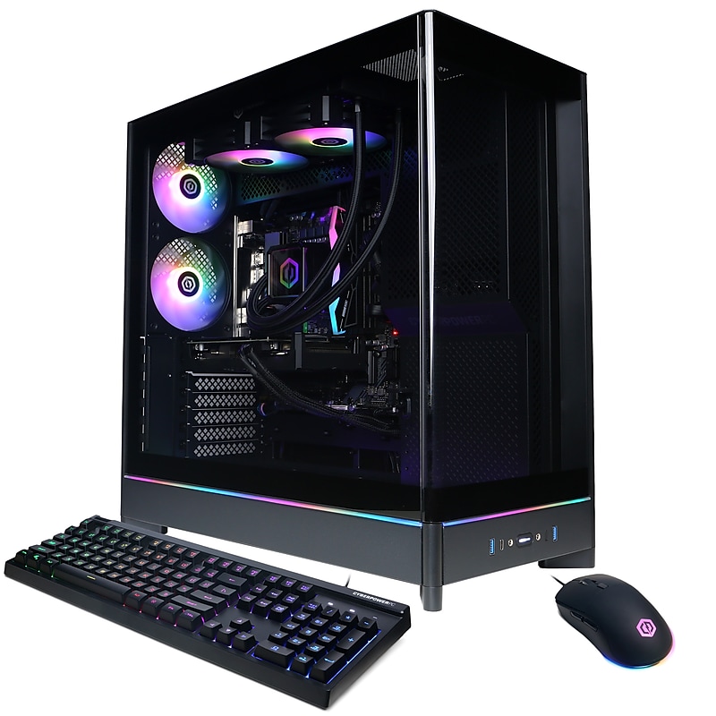 CyberPowerPC Gaming Desktop Computer, Intel Core i7-14700F, Radeon RX 9060 XT 8GB, 16GB RAM, 2TB SSD, Windows 11 Home image 1