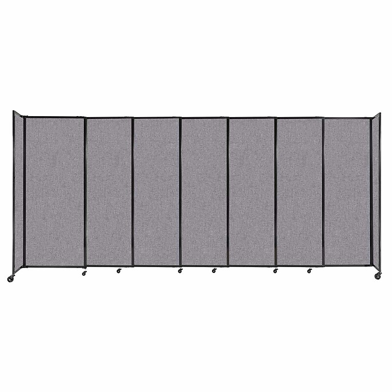 Versare ShieldWall Folding Mobile Room Divider, 82"H x 186"W, Cloud Gray Fabric (DS1911208-1) image 1