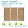 Ghent 3 Door Enclosed Natural Cork Bulletin Board, Satin Aluminum Frame, 3'H x 6'W, (GHEPA33672K)~#|#~5C59FB07-1381-4940-B9E3BD7C606C3FFF_sc7