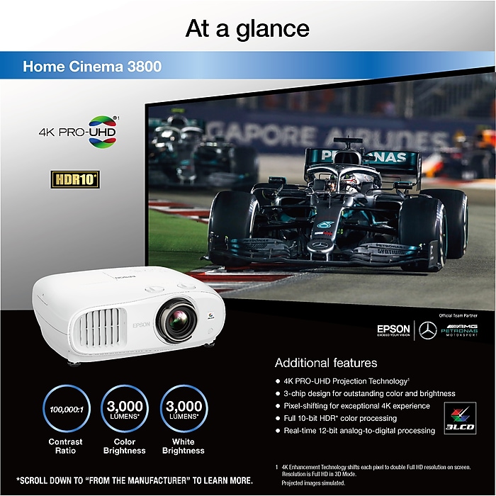 Epson Home Cinema 3800 Theater (V11H959020) LCD Projector
