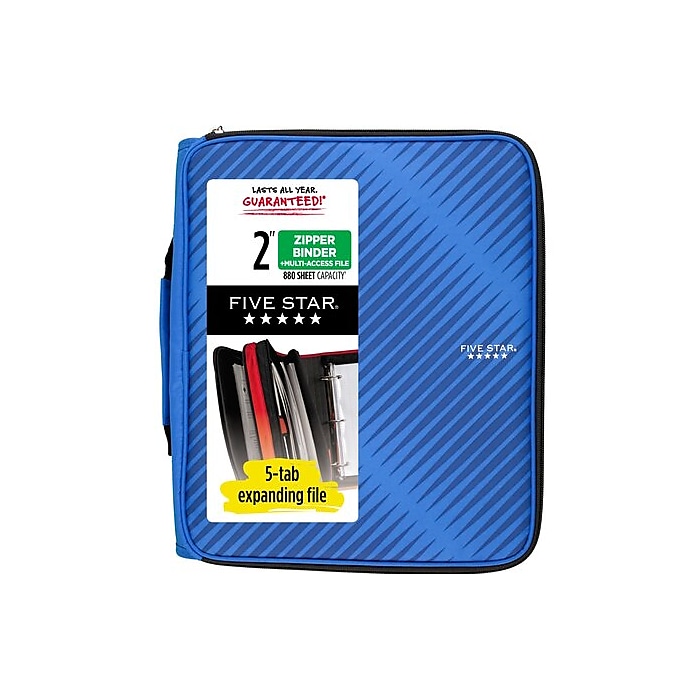 Five Star Binder - Zipper Binder 1 1/2" Inch 3-Ring Binder