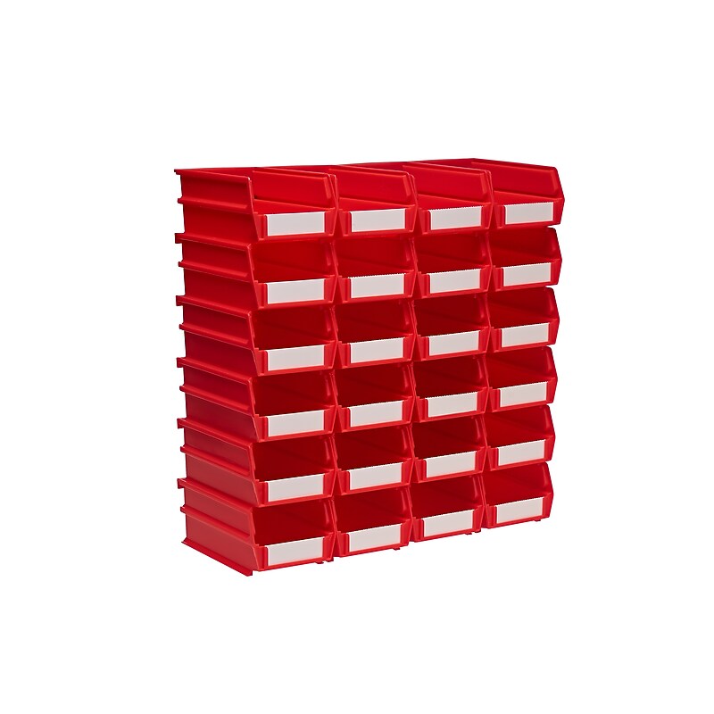 Triton Products LocBin Stackable Storage Bin, 3" x 4.12" x 7.37", Red, 24/Pack (3-220R) image 1