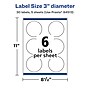 Avery Laser/Inkjet Round Multipurpose Labels, 3" Dia., White, 30 Labels/Pack (94513)~#|#~5C67C5D6-F88F-42F6-88AB6BDBFCDF76B1_sc7